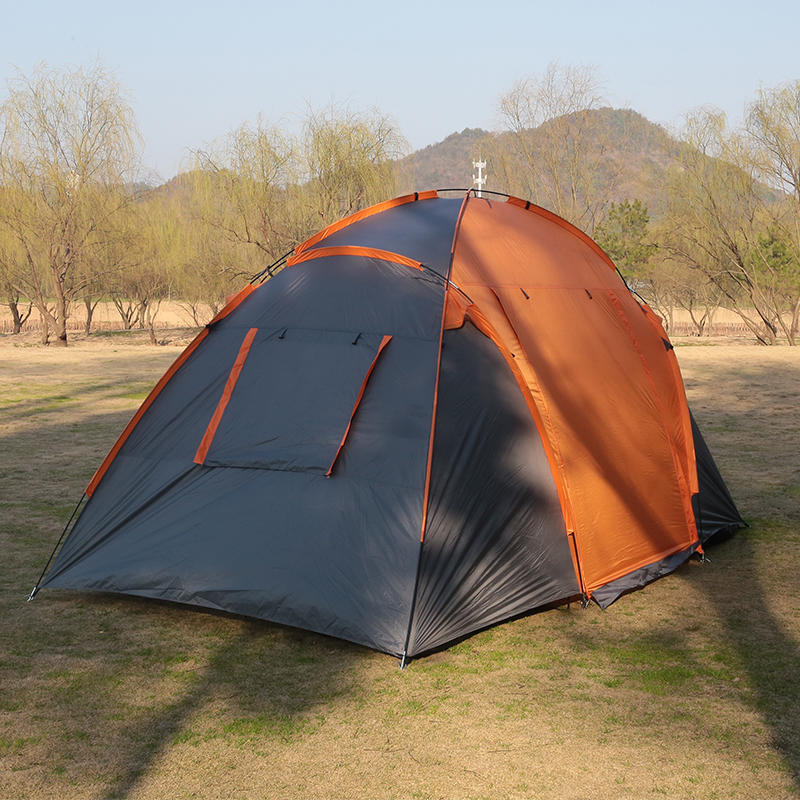 Orange Two-Room Tent With A Solid Color