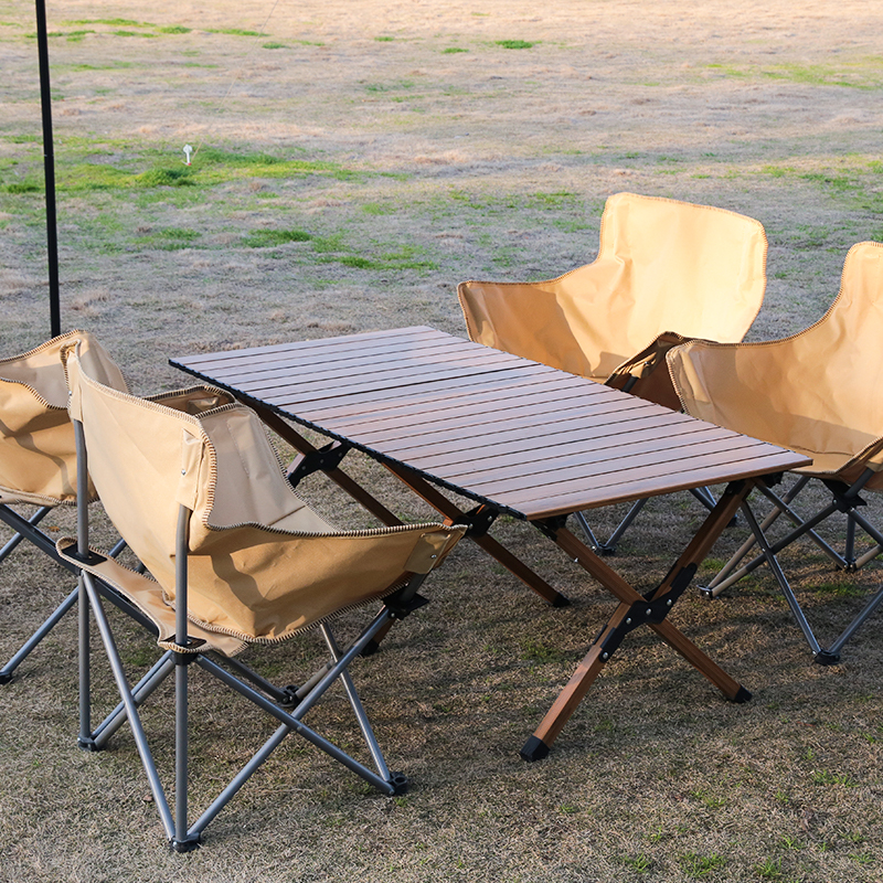 Sturdy And Wear-Resistant Outdoor Solid-Color Camping Table Chair Set
