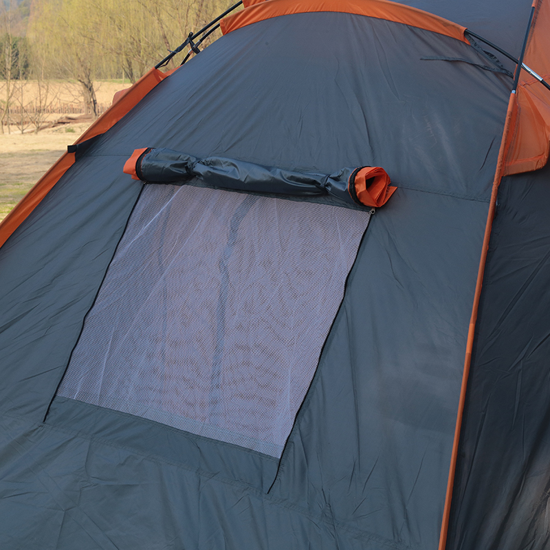 Orange Two-Room Tent With A Solid Color