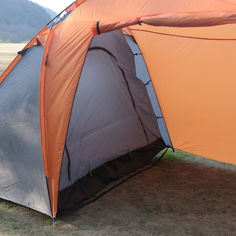Orange Two-Room Tent With A Solid Color