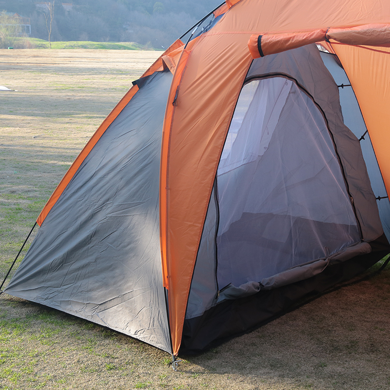 Orange Two-Room Tent With A Solid Color