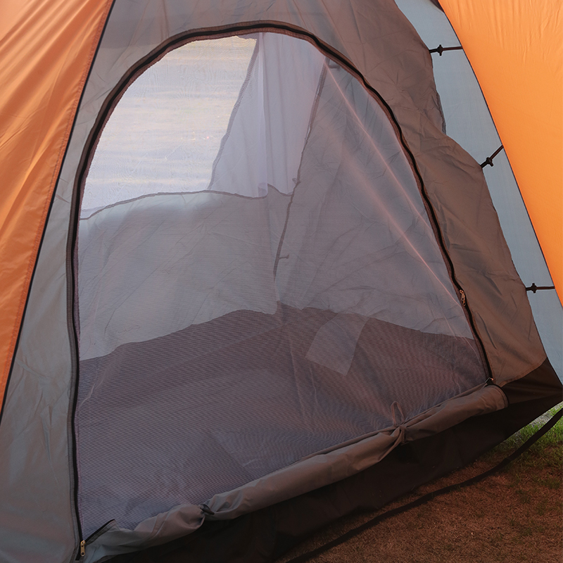 Orange Two-Room Tent With A Solid Color