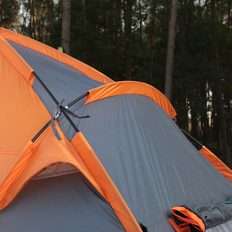 Orange Two-Room Tent With A Solid Color